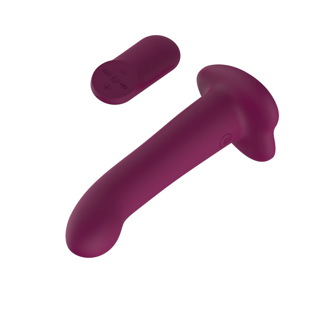 Passion Play Vibrating Dildo with Remote - Purple