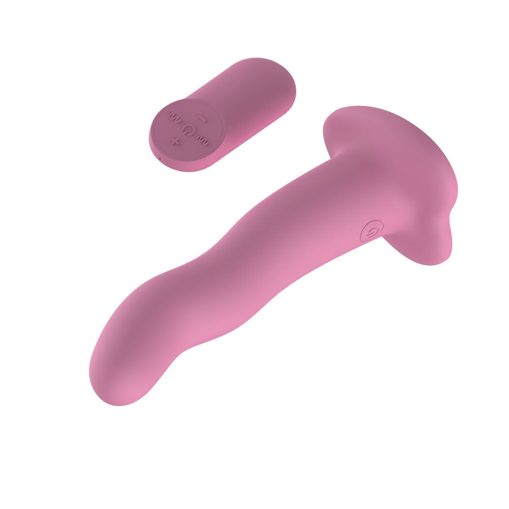 Passion Play Vibrating Dildo with Remote - Pink