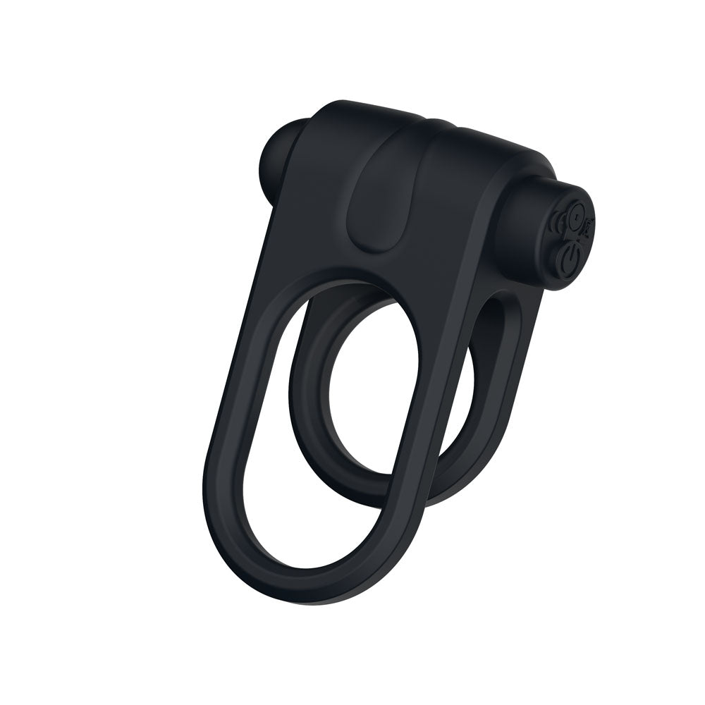 Passion Play Silicone Vibrating Dual Cockring - Black