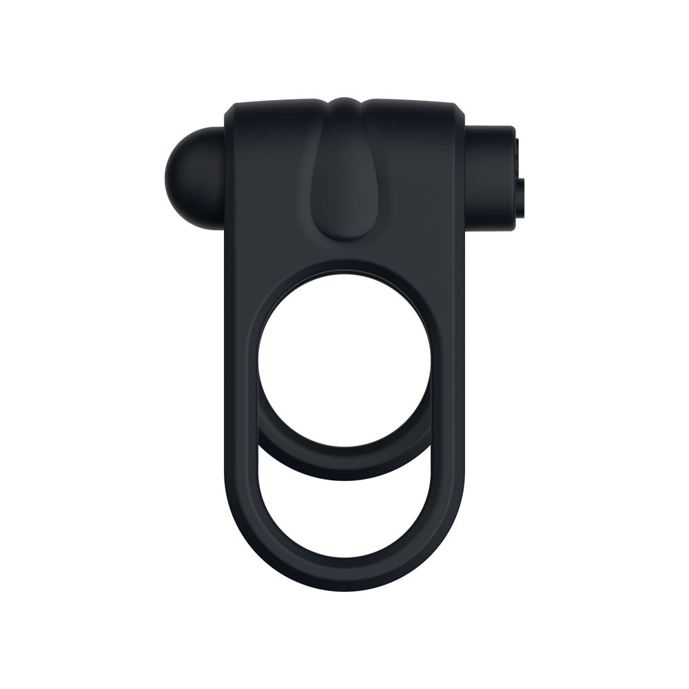 Passion Play Silicone Vibrating Dual Cockring - Black