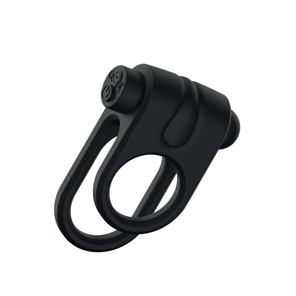 Passion Play Silicone Vibrating Dual Cockring - Black