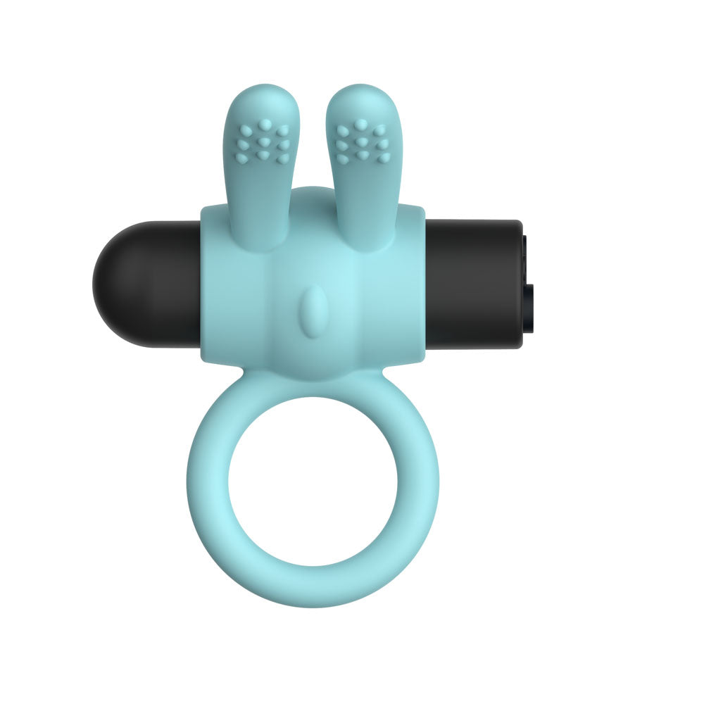 Passion Play Silicone Rabbit Vibrating Cockring - Blue
