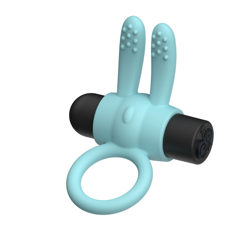 Passion Play Silicone Rabbit Vibrating Cockring - Blue