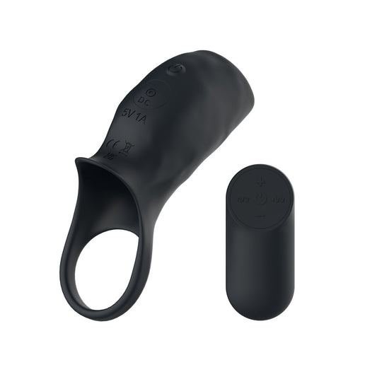 Passion Play Vibrating Cockring Sleeve - Black