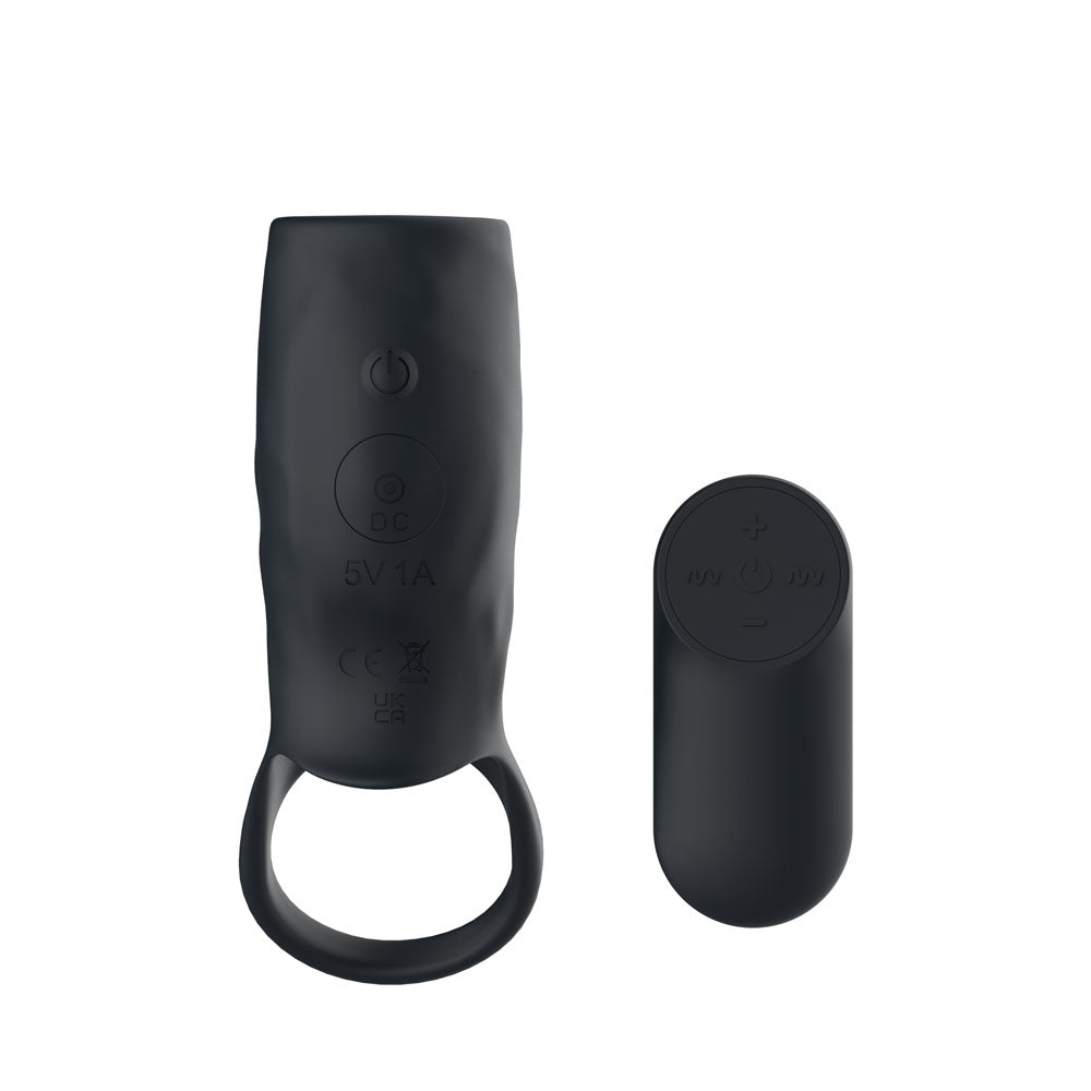 Passion Play Vibrating Cockring Sleeve - Black