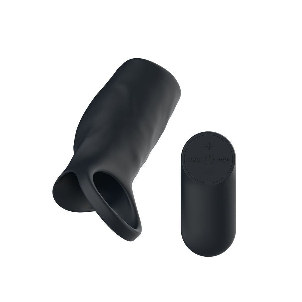 Passion Play Vibrating Cockring Sleeve - Black