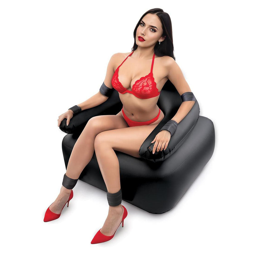 Whipsmart Inflatable Bondage Chair - Black Inflatable Chair with 6" Vibrating Dong