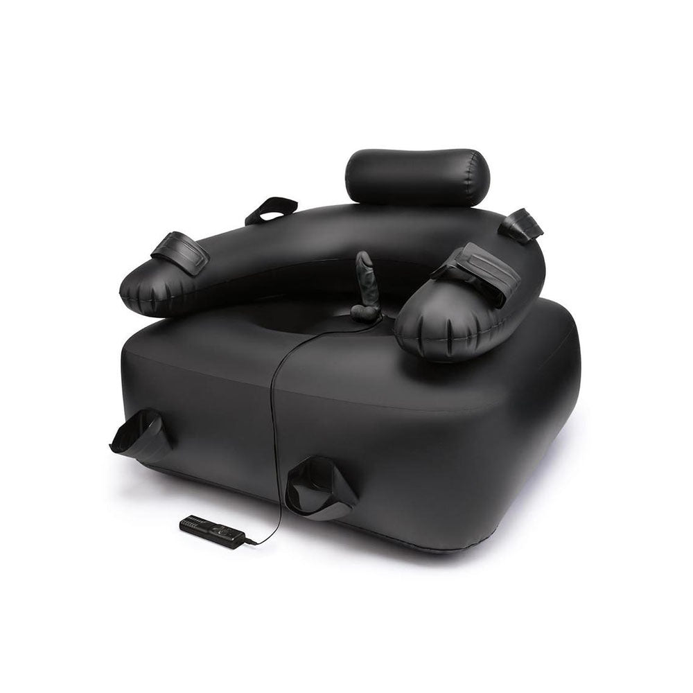 Whipsmart Inflatable Bondage Chair - Black Inflatable Chair with 6" Vibrating Dong