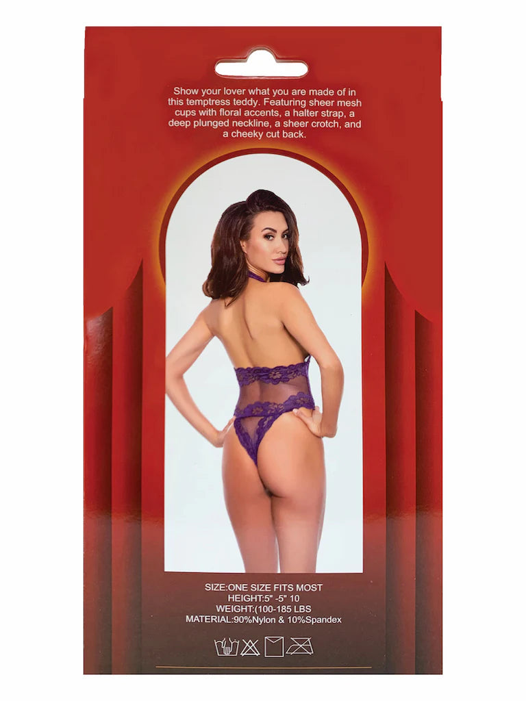 Popsi Lingerie Purple Lace And Mesh Teddy Size OS