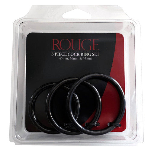 Rouge Stainless Steel Black 3 Rings Set 45mm, 50mm & 55mm