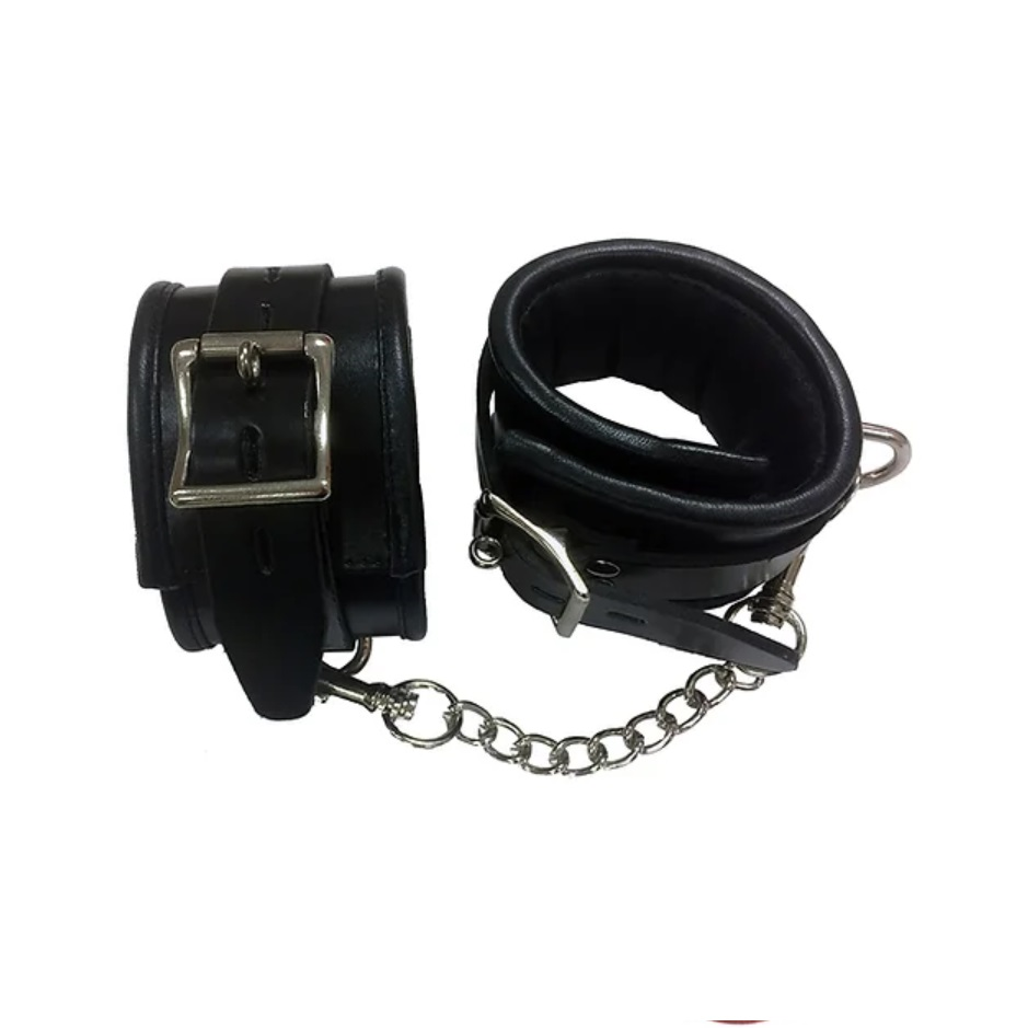 Rouge Leather Ankle Cuffs - Black