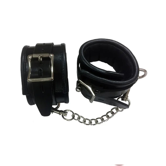 Rouge Leather Ankle Cuffs - Black