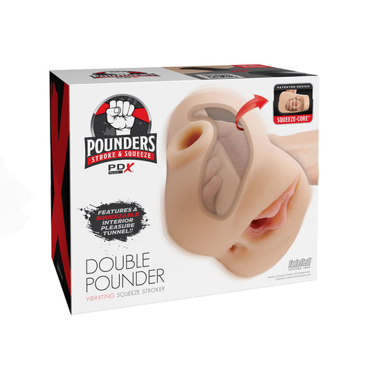 Pipedream PDX Plus Double Pounder Vibrating Squeeze Stroker - Flesh