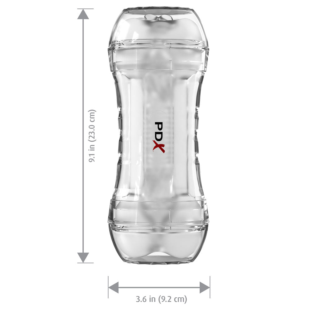 Pipedream PDX Wet Pussies Super Flip-A-Pussy Over - Clear Dual Ended Self Lubricating Stroker (Vagina & Ass)