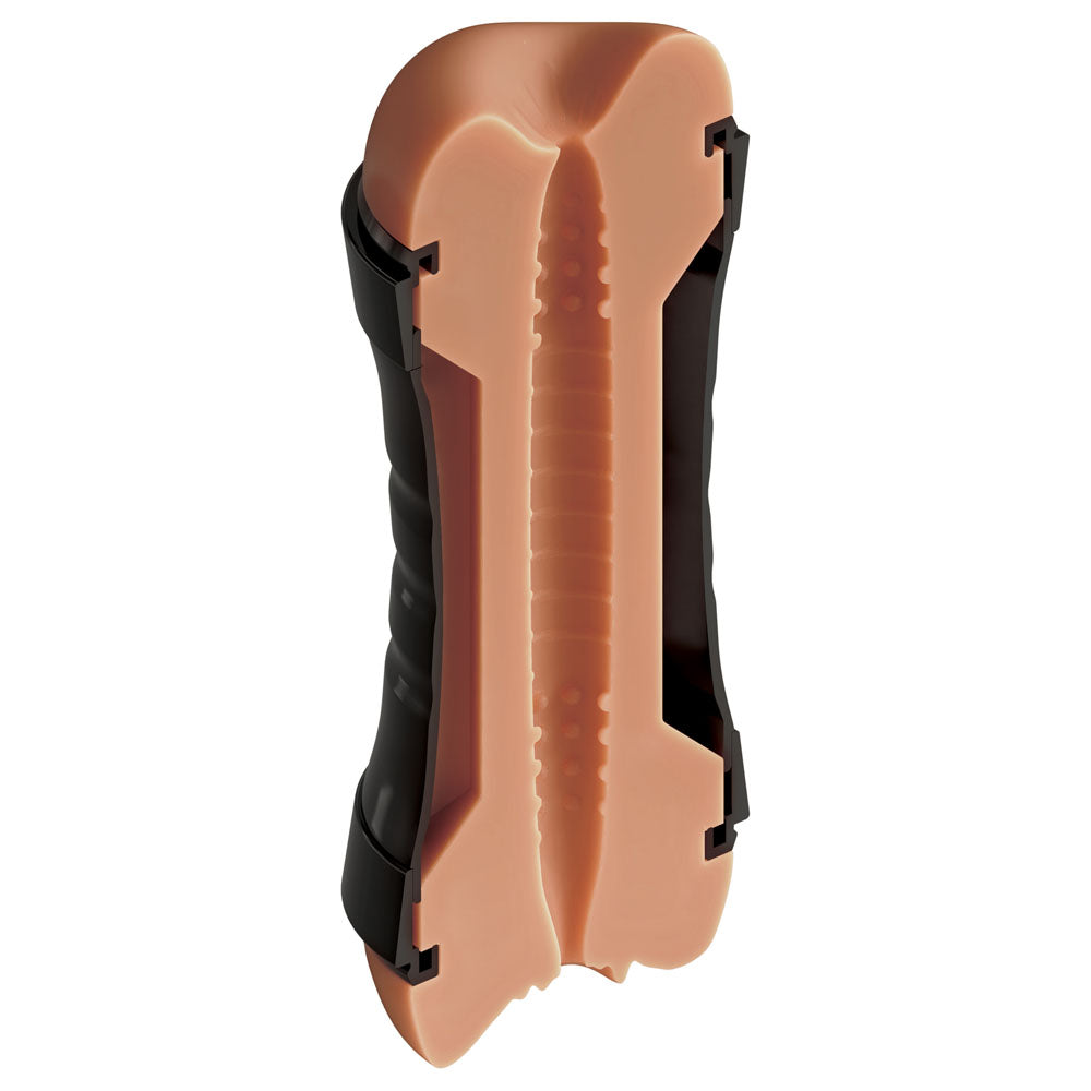 Pipedream PDX Wet Pussies Super Flip-A-Pussy Over - Dual Ended Stroker (Vagina & Ass) - Brown