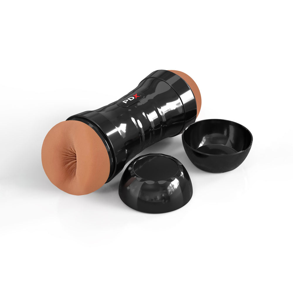 Pipedream PDX Wet Pussies Super Flip-A-Pussy Over - Dual Ended Stroker (Vagina & Ass) - Brown