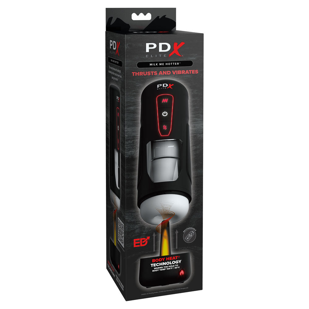 Pipedream PDX Elite Milk Me Hotter - USB Rechargeable Thrusting Heating & Vibrating Auto Stroker