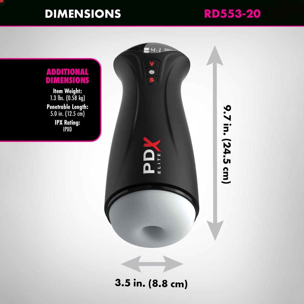 Pipedream PDX Elite Fuck-Gasm Sucking & Vibrating Auto Stroker - Frosted