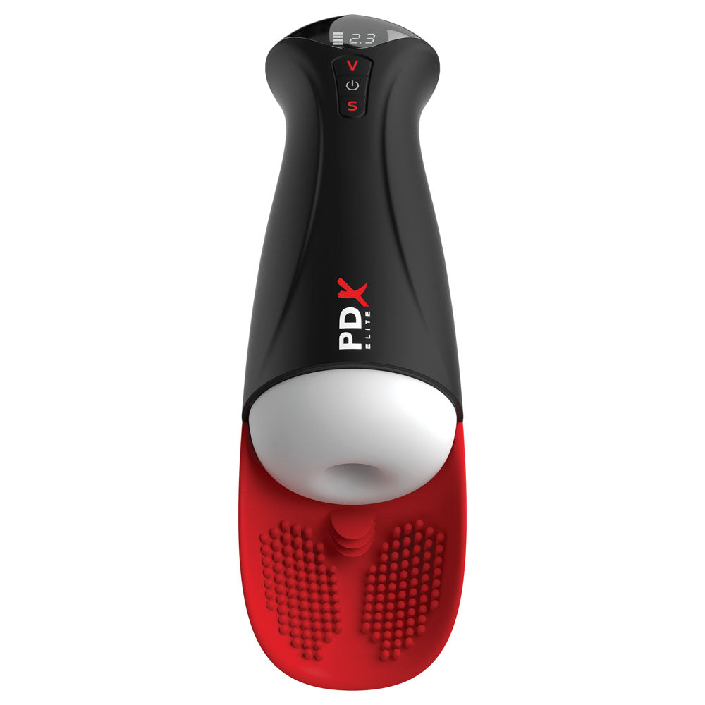 PDX Elite Fap-O-Matic Pro XL - White/Red Vibrating Suction Auto Stroker