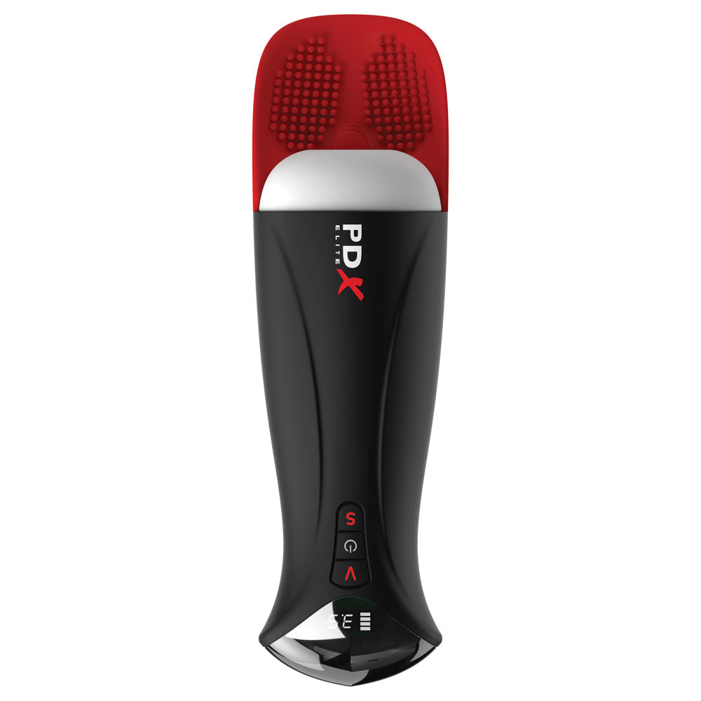 PDX Elite Fap-O-Matic Pro XL - White/Red Vibrating Suction Auto Stroker