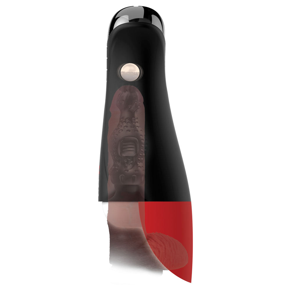 PDX Elite Fap-O-Matic Pro XL - White/Red Vibrating Suction Auto Stroker
