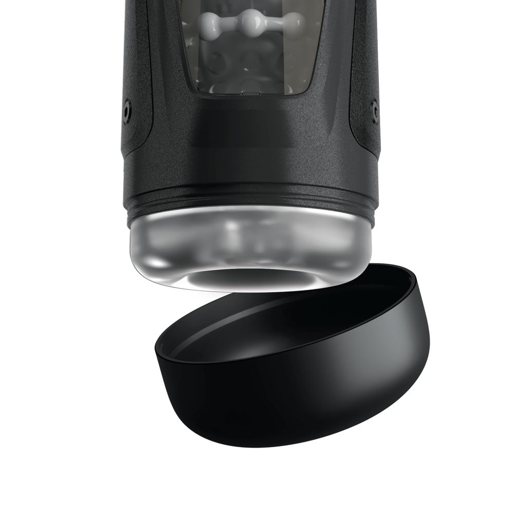 PDX Elite Moto-Bator Pro - Clear Warming Thrusting Vibrating Auto Stroker