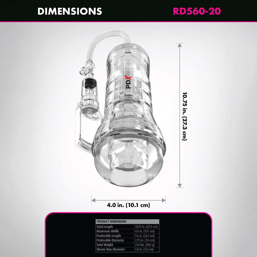 PDX Elite ViewTube Vac XXL Pump Stroker with Suction Pump