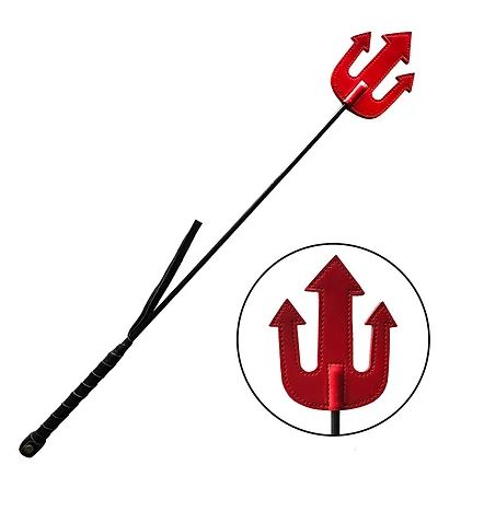 Rouge Leather Devils Riding Crop - Red