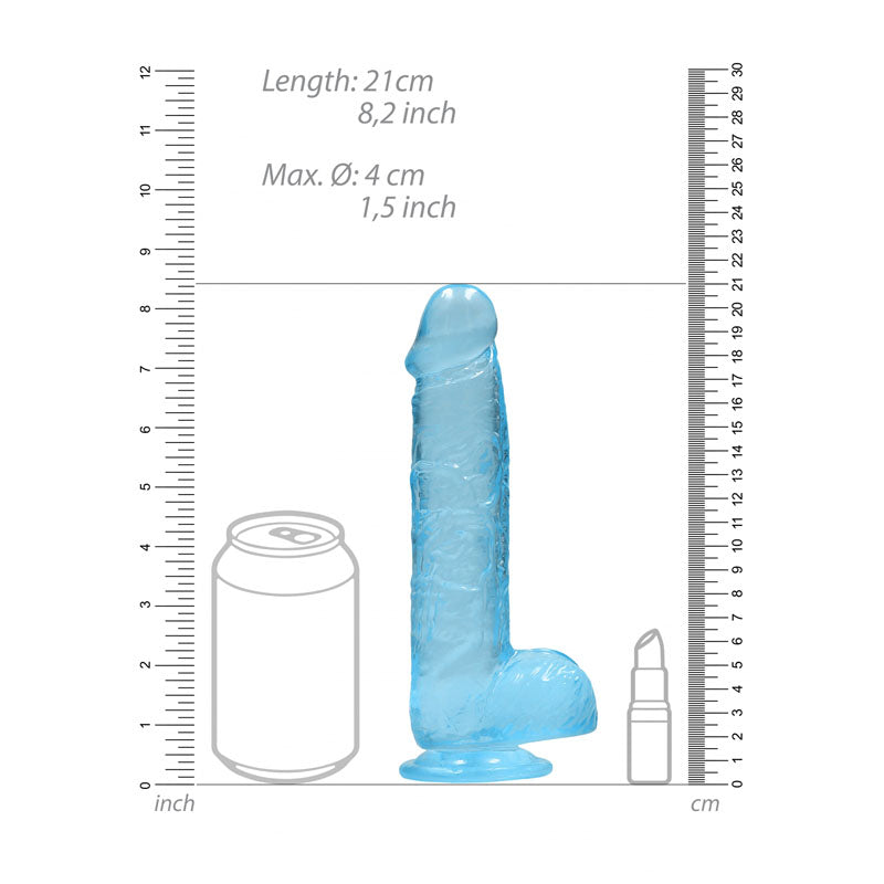 Shots Toys | REALROCK Crystal Clear 8" / 19cm Realistic Dildo with Balls - Blue