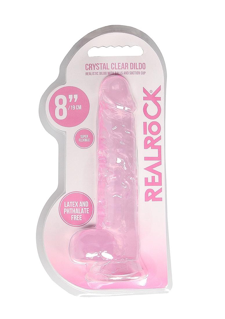 Shots Toys | REALROCK Crystal Clear 8" / 19cm Realistic Dildo with Balls - Pink