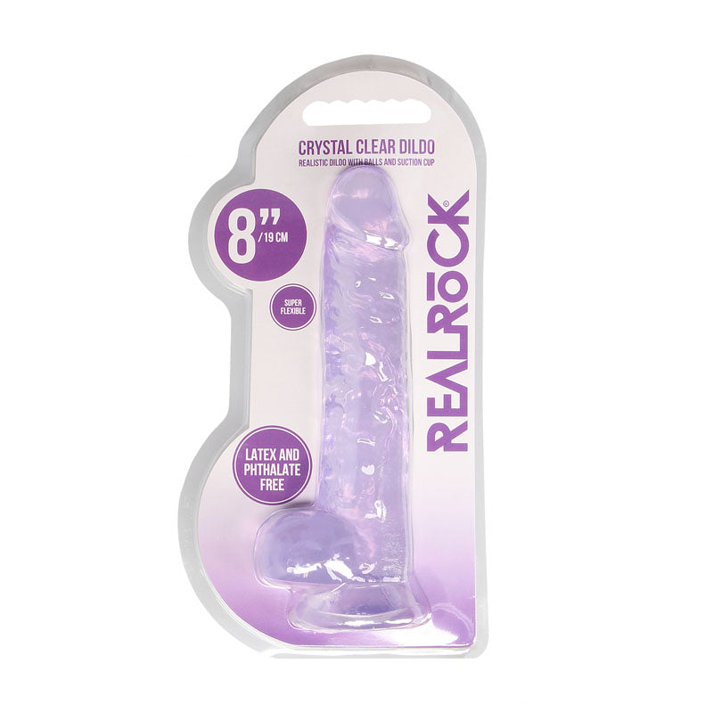 Shots Toys | REALROCK Crystal Clear 8" / 19cm Realistic Dildo with Balls - Purple
