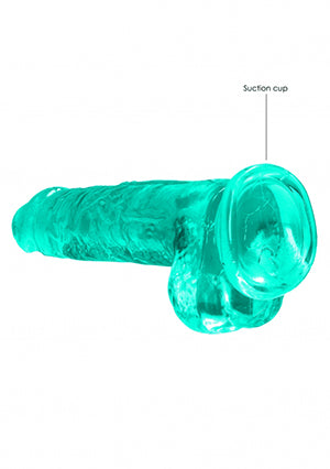 Shots Toys | REALROCK Crystal Clear 8" / 19cm Realistic Dildo with Balls - Turquoise