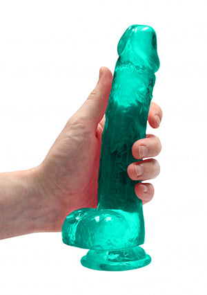Shots Toys | REALROCK Crystal Clear 8" / 19cm Realistic Dildo with Balls - Turquoise