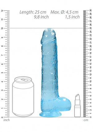 Shots Toys | REALROCK Crystal Clear 9" / 22cm Realistic Dildo with Balls - Blue