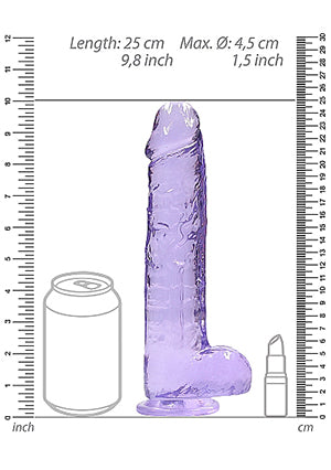Shots Toys | REALROCK Crystal Clear 9" / 22cm Realistic Dildo with Balls - Purple