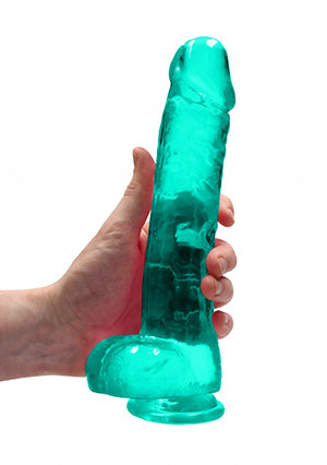 Shots Toys | REALROCK Crystal Clear 9" / 22cm Realistic Dildo with Balls - Turquoise