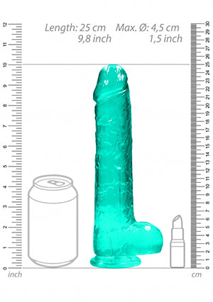 Shots Toys | REALROCK Crystal Clear 9" / 22cm Realistic Dildo with Balls - Turquoise