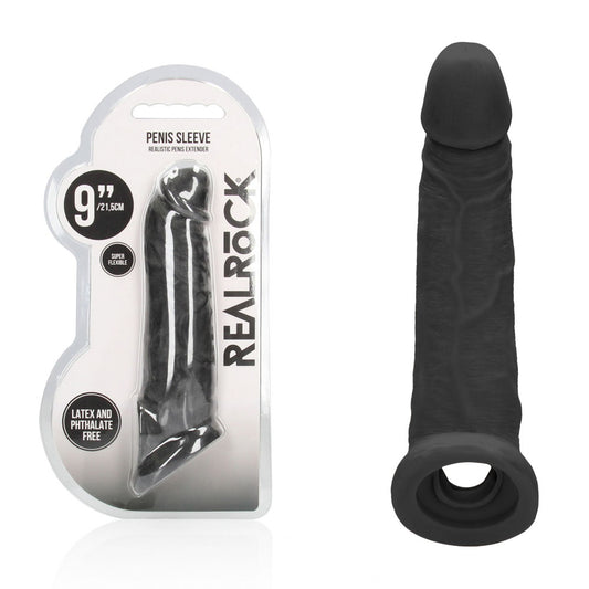 Shots Toys | REALROCK Realistic Penis Sleeve 9" - Black