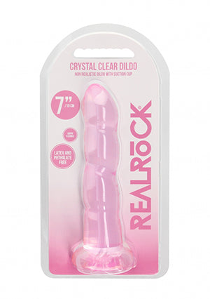 Shots Toys | REALROCK Crystal Clear 7" / 17cm Non Realistic Dildo with Suction Cup - Pink