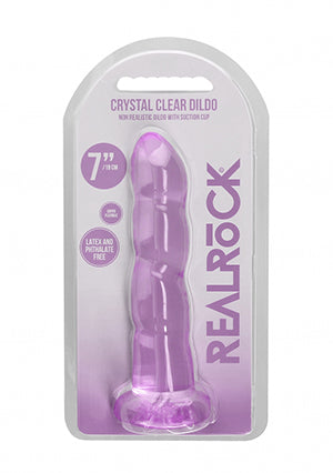 Shots Toys | REALROCK Crystal Clear 7" / 17cm Non Realistic Dildo with Suction Cup - Purple
