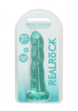 Shots Toys | REALROCK Crystal Clear 7" / 17cm Non Realistic Dildo with Suction Cup - Turquoise