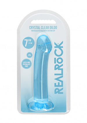 Shots Toys | REALROCK Crystal Clear 7" / 13cm Non Realistic Dildo with Suction Cup - Blue