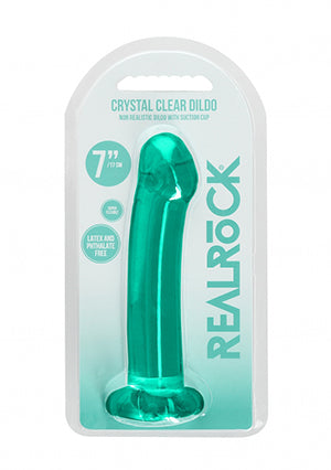 Shots Toys | REALROCK Crystal Clear 7" / 13cm Non Realistic Dildo with Suction Cup - Turquoise