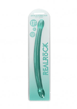 Shots Toys | REALROCK Crystal Clear Double Dildo 17" / 42cm Non Realistic - Turquoise