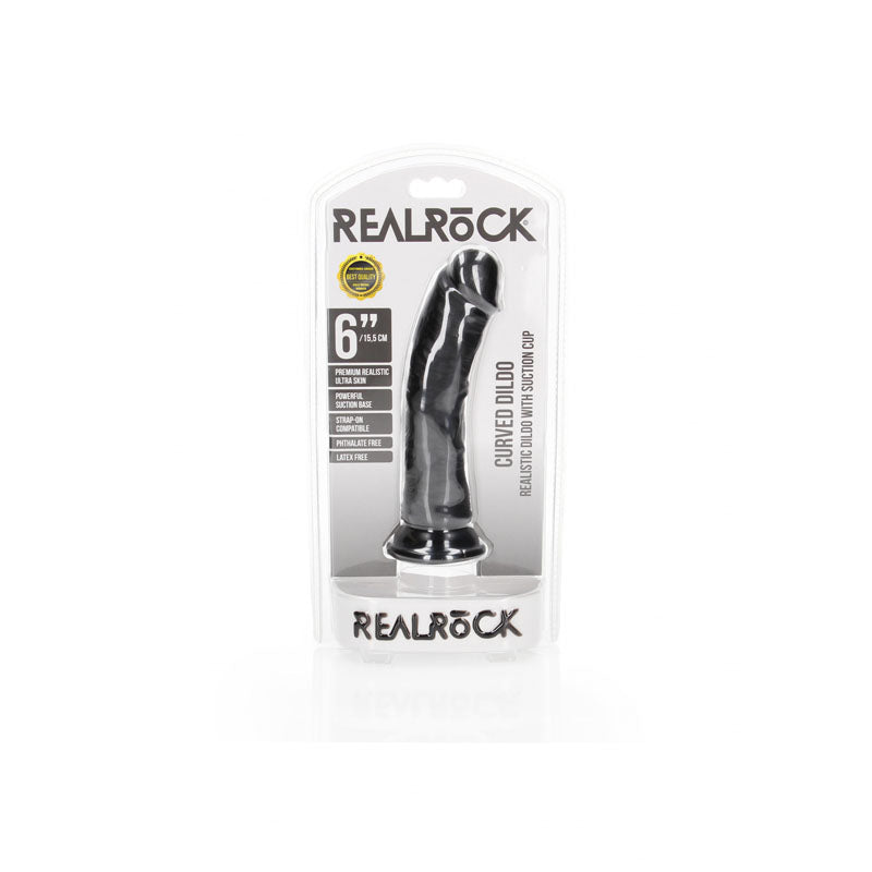Shots Toys | REALROCK Realistic Regular Curved Dildo Black 15.5cm (6") Dong