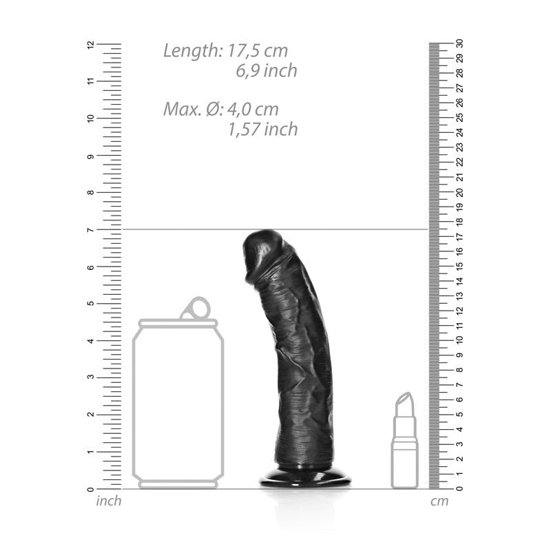 Shots Toys | REALROCK Realistic Regular Curved Dildo Black 15.5cm (6") Dong