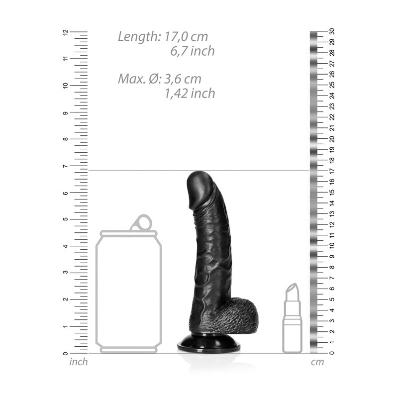Shots Toys | REALROCK Realistic Regular Curved Dong with Balls - Black 15.5cm (6") Dildo