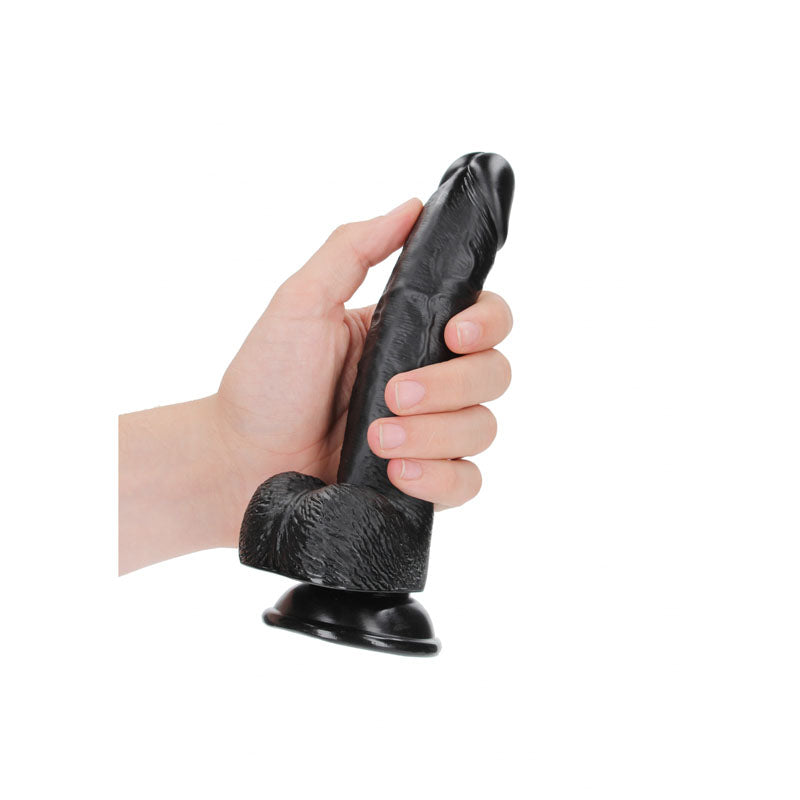 Shots Toys | REALROCK Realistic Regular Curved Dong with Balls - Black 20.5cm (8") Dildo