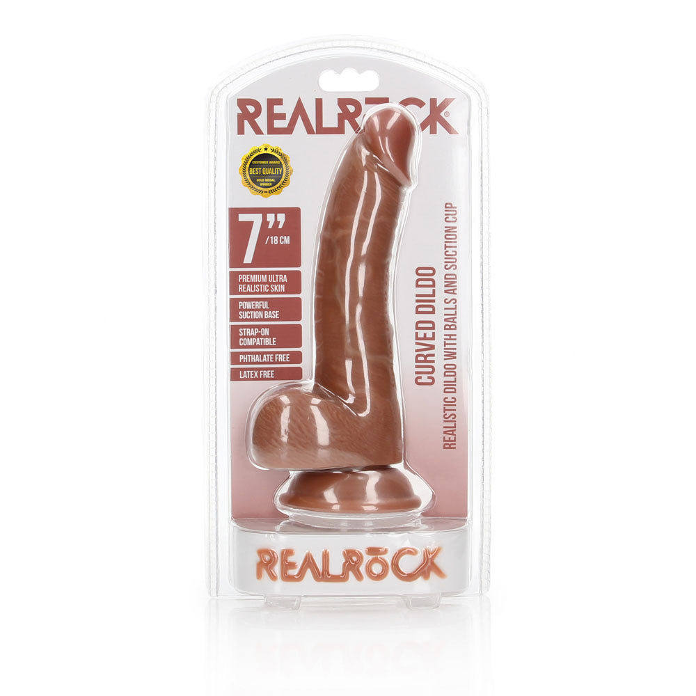 Shots Toys | REALROCK Realistic Regular Curved Dong with Balls - Tan 18cm (7") Dildo
