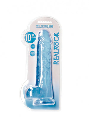 Shots Toys | REALROCK Crystal Clear 10" / 25.4cm Realistic Dildo with Balls - Blue